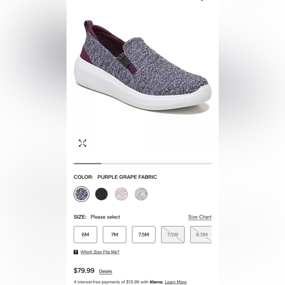 🖤🖤NWT Ryka Women's Ally Slip-On Sneaker Size 7 Purple Grape Fabric - Picture 7 of 7